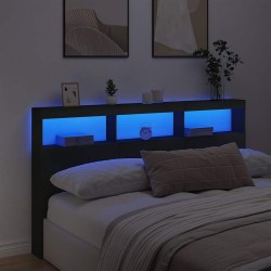 Armoire tête de lit avec LED noir 180x17x102 cm 625986625986