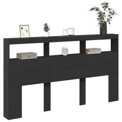 Armoire tête de lit avec LED noir 180x17x102 cm 625986625986