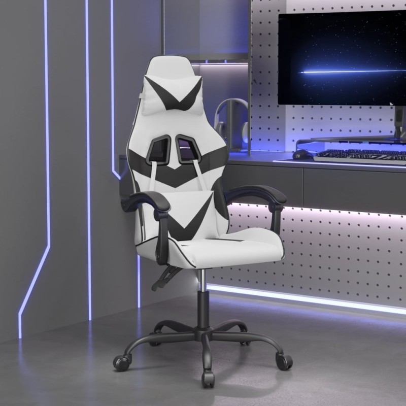 Chaise de jeu Blanc et noir Similicuir 625995625995