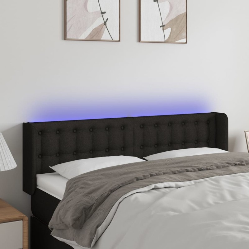 Tête de lit à LED Noir 147x16x78/88 cm Tissu 625999625999
