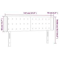 Tête de lit à LED Noir 147x16x78/88 cm Tissu 625999625999