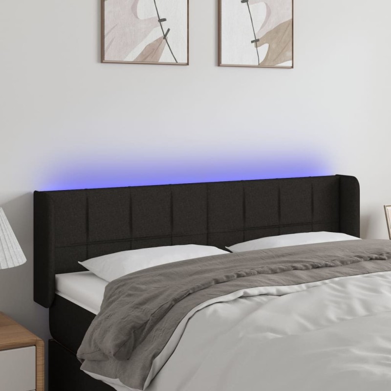 Tête de lit à LED Noir 147x16x78/88 cm Tissu 626000626000