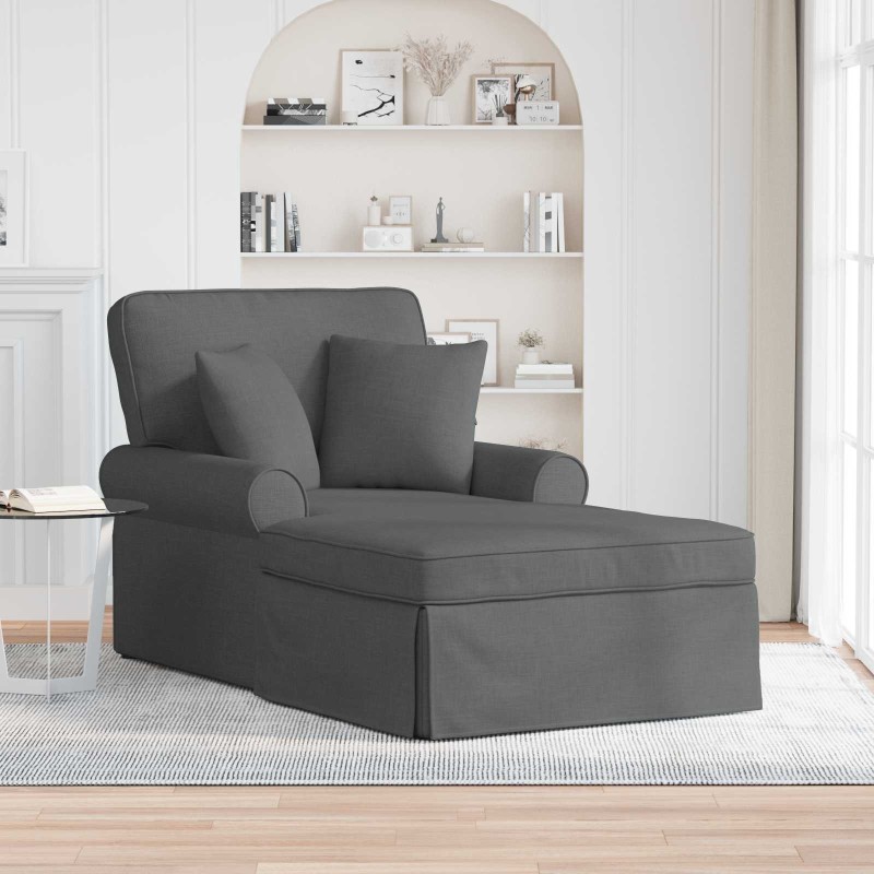 Chaise lounge avec jupe avec coussin 3 pcs Gris foncé tissu 626003626003