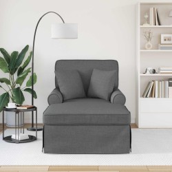 Chaise lounge avec jupe avec coussin 3 pcs Gris foncé tissu 626003626003