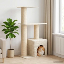 Arbre à chat avec poteaux à griffer en sisal Crème 133 cm 626006626006