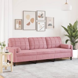 Canapé 3 places avec oreillers décoratifs rose 210 cm velours 626011626011