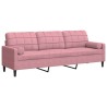 Canapé 3 places avec oreillers décoratifs rose 210 cm velours 626011626011