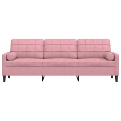 Canapé 3 places avec oreillers décoratifs rose 210 cm velours 626011626011
