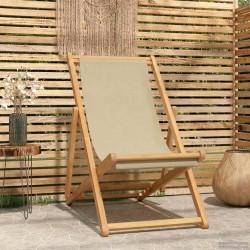 Chaise de plage Beige Bois de teck massif 626017626017