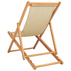 Chaise de plage Beige Bois de teck massif 626017626017