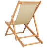 Chaise de plage Beige Bois de teck massif 626017626017