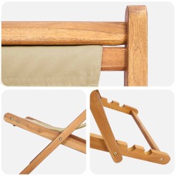 Chaise de plage Beige Bois de teck massif 626017626017