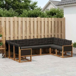 Ensemble de canapés d'extérieur 9 pcs Naturel et noir 626023626023