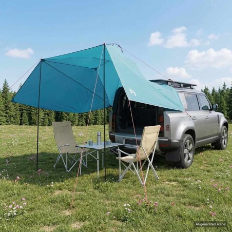 Tente de voiture avec toit Bleu 350 x 250 cm Polyester et Acier 626028626028