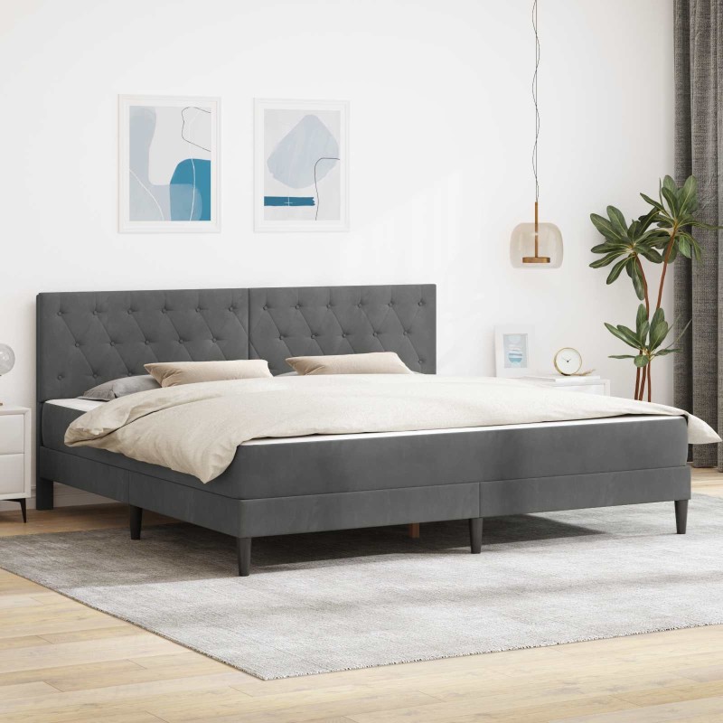 Cadre de lit avec matelas Gris foncé 180 x 200 cm Velours 626035626035