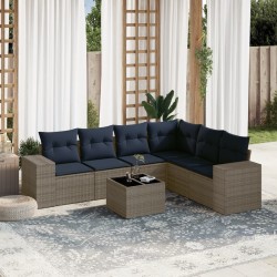 Ensemble de canapé de jardin 7 pcs avec coussins gris résine tressée 626039626039