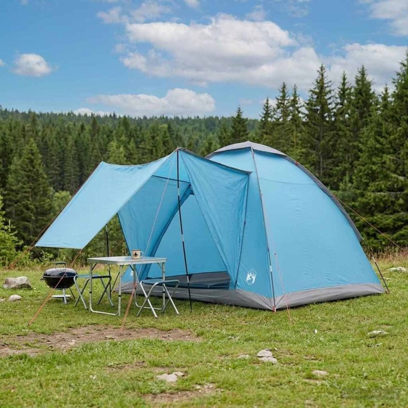 Tente de camping avec toit Bleu 2 personnes Polyester et Acier 626040626040
