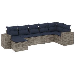 Ensemble de canapé de jardin 7 pcs avec coussins gris résine tressée 626043626043