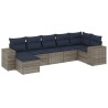 Ensemble de canapé de jardin 7 pcs avec coussins gris résine tressée 626043626043