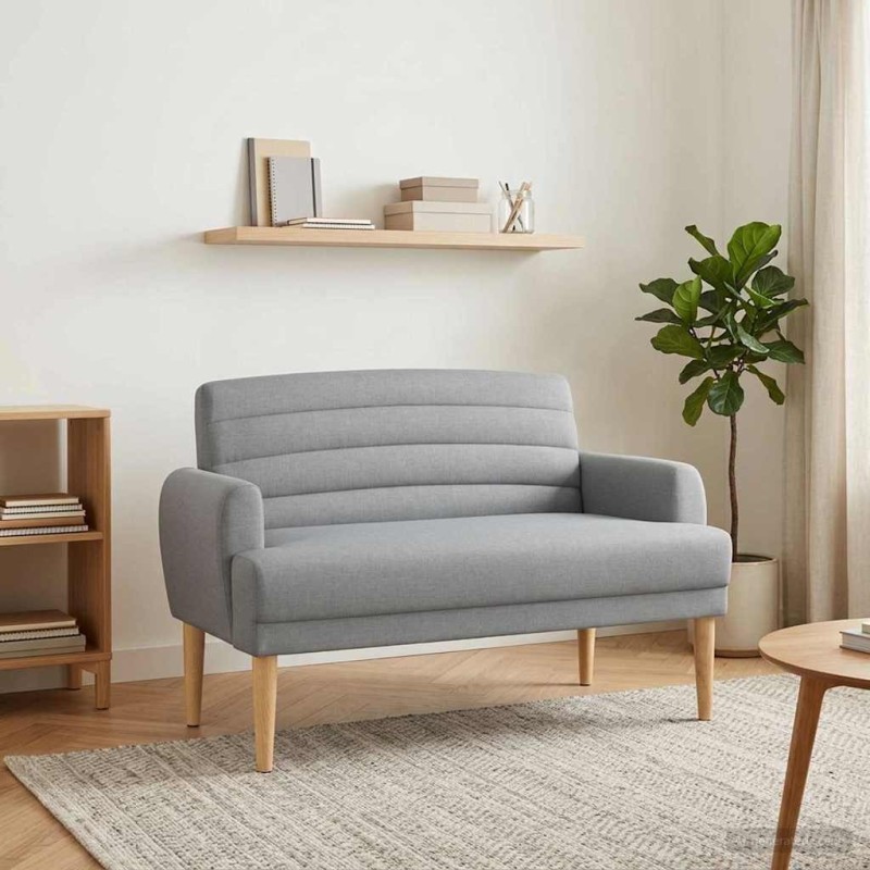 Canapé love seat avec capitonnage en boutons Gris clair Tissu 626056626056