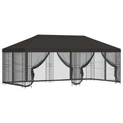 Gazebo avec murs latéraux 6 x 3 m Anthracite Polyester et Acier 626070626070