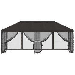 Gazebo avec murs latéraux 6 x 3 m Anthracite Polyester et Acier 626070626070
