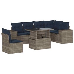 Ensemble de canapé de jardin 7 pcs avec coussins gris résine tressée 626071626071