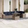 Ensemble de canapé de jardin 7 pcs avec coussins gris résine tressée 626080626080
