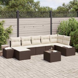 Ensemble de canapé de jardin 8 pcs Marron polyrotin 626083626083