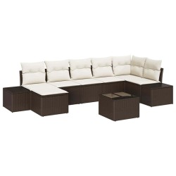 Ensemble de canapé de jardin 8 pcs Marron polyrotin 626083626083