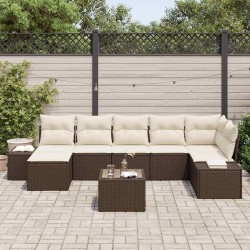 Ensemble de canapé de jardin 8 pcs Marron polyrotin 626083626083