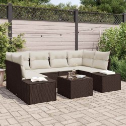 Ensemble de canapé de jardin 7 pcs Marron polyrotin 626087626087