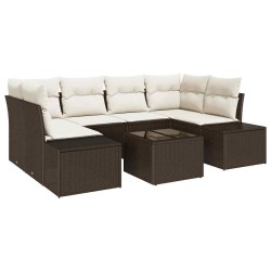 Ensemble de canapé de jardin 7 pcs Marron polyrotin 626087626087