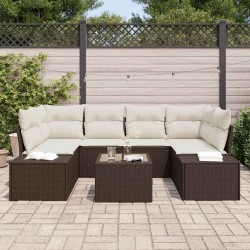 Ensemble de canapé de jardin 7 pcs Marron polyrotin 626087626087