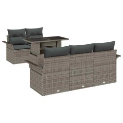 Ensemble de canapé de jardin avec coussin 6 pcs Gris polyrotin 626090626090
