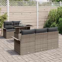 Ensemble de canapé de jardin avec coussin 6 pcs Gris polyrotin 626090626090