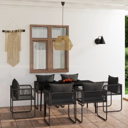 Ensemble à manger de jardin 7 pcs Noir 626091626091