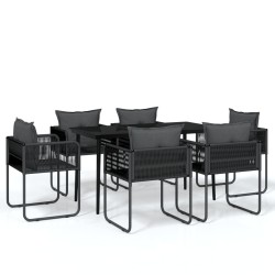 Ensemble à manger de jardin 7 pcs Noir 626091626091