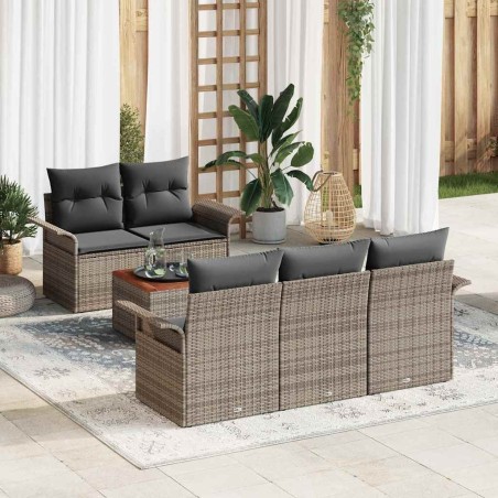 Ensemble de canapé de jardin avec coussin 6 pcs Gris polyrotin 626093626093
