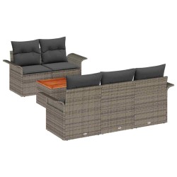 Ensemble de canapé de jardin avec coussin 6 pcs Gris polyrotin 626093626093