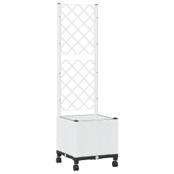 Bac de jardin avec treillis et roues Blanc 40 x 40 x 146 cm PP 626100626100
