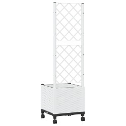 Bac de jardin avec treillis et roues Blanc 40 x 40 x 146 cm PP 626100626100
