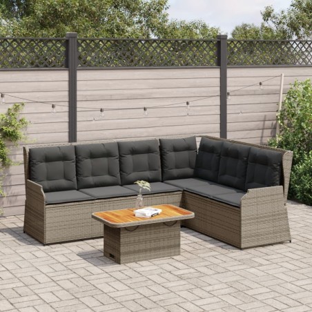 Salon de jardin 5 pcs avec coussins Gris Résine tressée 626101626101