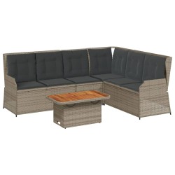 Salon de jardin 5 pcs avec coussins Gris Résine tressée 626101626101