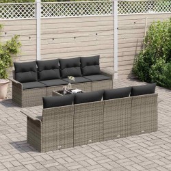 Ensemble de canapé de jardin 9 pcs Gris Poly rotin 626102626102