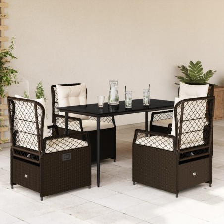 Ensemble à manger de jardin 5 pcs et coussins marron poly rotin 626104626104