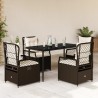 Ensemble à manger de jardin 5 pcs et coussins marron poly rotin 626104626104