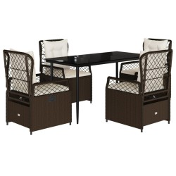 Ensemble à manger de jardin 5 pcs et coussins marron poly rotin 626104626104