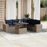 Ensemble de canapé de jardin 7 pcs avec coussins gris résine tressée 626107626107