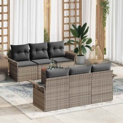 Ensemble de canapé de jardin avec coussin 7 pcs Gris polyrotin 626115626115